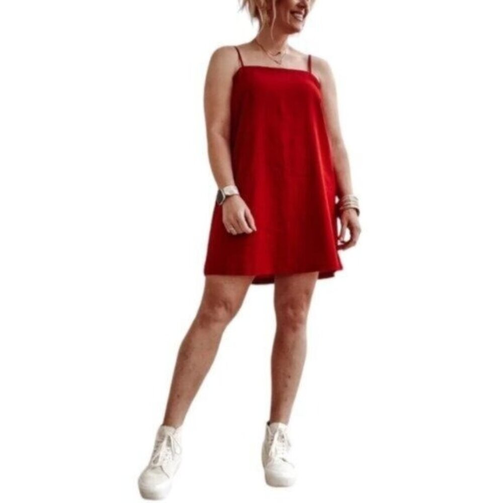 A New Day Red Cami Linen Mini Dress Size XL Women